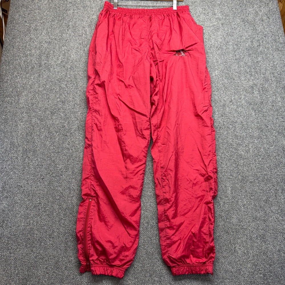 Vintage Arkansas Razorbacks Windbreaker Pants Mens Large Red Nylon Mesh Lined